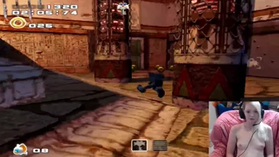 Nerdygirl smokes while playing naked in Sonicadventure2 Part 3