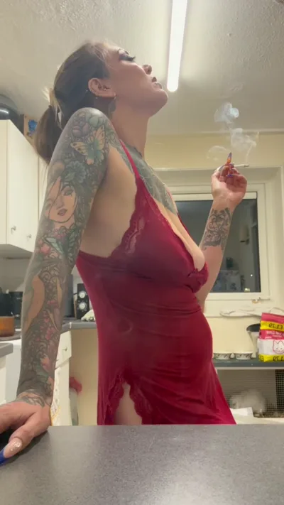 Smoking Vixen Aka has a blast smoking in latex while her man watches in HD