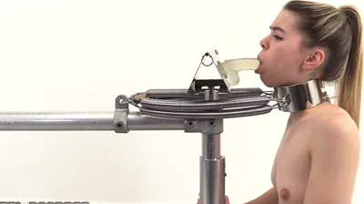 Lina Roselina tries deepthroating with a metal trainer in wild Gothic fetish scene