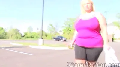Blonde MILF DoggVisionXL gets her big butt drilled hard during a workout