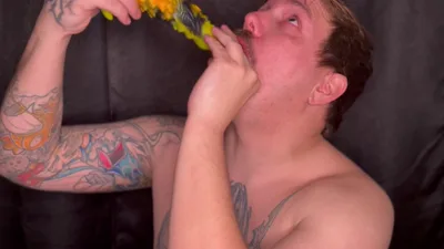 Justanicecock's sloppy deepthroat & throat training with toys