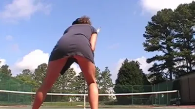Watch amwednesday, the slutty brunette, flaunt her masked milf body on the tennis court