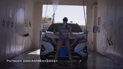 Amwednesday Car Wash Pt 2: Public Promenade BDSM with MILF and Bisexual Whore