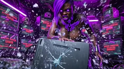 FantasyZone 311: A cyberpunk goddess animated with tits and a rage