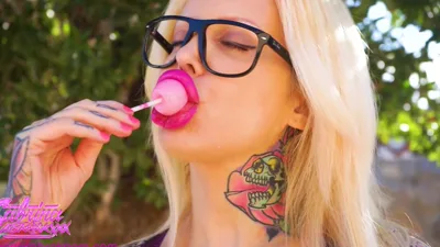 Watch Sabrina Sabrok's lip fetish and big tits get sucked while she lip-kisses Lolly Pop's pierced nipples