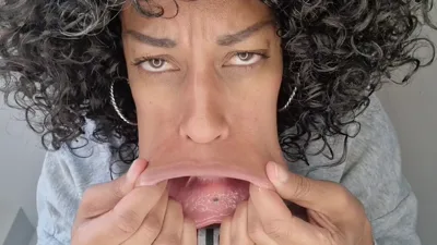 GoldenLace goes wild with a silly face while getting stretched out