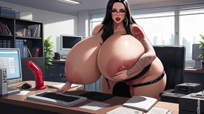 FantasyZone boss and secretary get animated in office with hot lesbian action