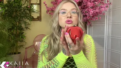 Kaiia Eve dominates submissive with chastity device and humiliates her in multiple ways