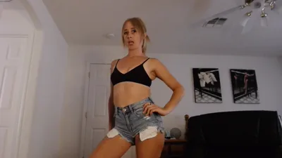 Goddess Miss Jade dominates with her tight ass & fucks Jean Shorts in jeans fetish JOI