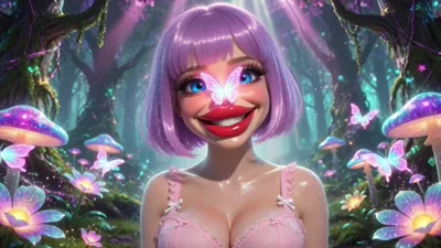 A day in the Magic Forest: Aigenerated fantasy with a cute forest girl and her cuter friend!