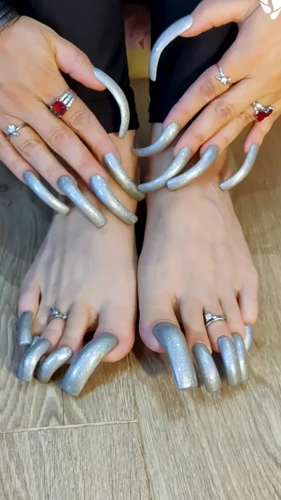 Lora Long nails Aka Loralongnails in exclusive solo clip with Braceletstapping Long Nails