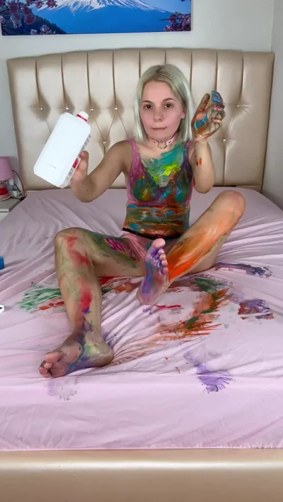 Emy Lewis gets kinky with lotion & dirty feet in her wet and messy bodypainting video