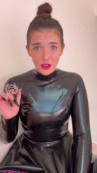Amyyyoxxo's chastitycage is the ultimate humiliation - long nails, latex and more!