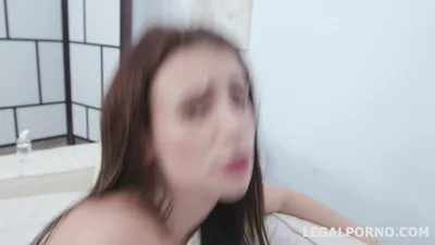 Brunette Kate Rich takes a huge black cock deep in her ass and swallows a hot load