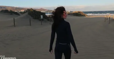 Mayaeyes seaside with Mayaeyesmanyvids in POV video