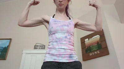 Tawney Muscle Worship and Bullying: Two Girl Tawney Manyvids get dominated and humiliated in a wild flexing session