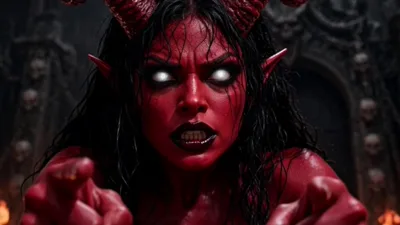 FantasyZone 346: Angrydemonic. angered brunette goes wild with aigenerated demon in her manyvids animation