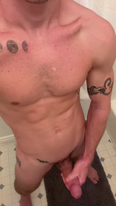 Watch PoppynZach sneakily jerk off in the bathroom while getting a hot load