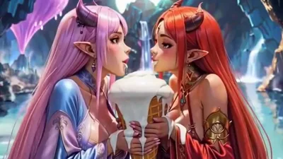 Watch Ice Cream and Kiss get frisky in a hot demon fantasy with a twist!