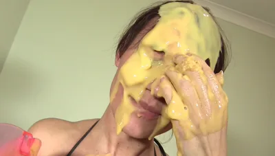 Jess West gets messy with food and sploshing on many videos