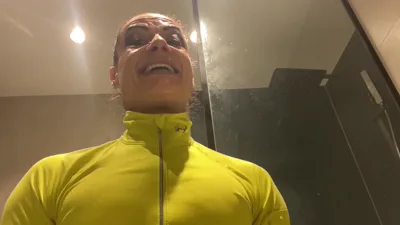 Exclusive footage of Aka Savova77 dominating in latex and getting her feet covered in cum