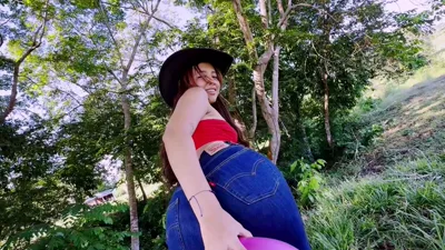 CFGIRLS Rubs her Tight Levis Sofia's Pussy with Balloons and Orgasms