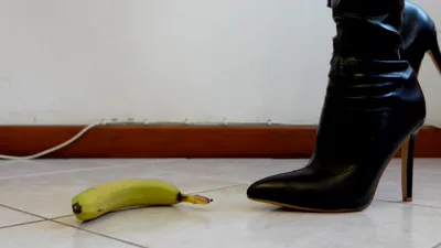 Mature_cunt dominates food & objects with her boots & high heels