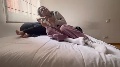 ScarlettandChanel humiliated in a wrestling hold-up with tickling and tickling, as she's always wanted!