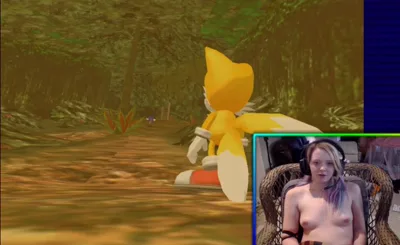 Nerdy girl enjoys playing naked in Sonic Adventure Pt. 4