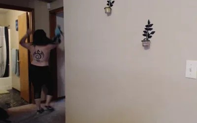 Check out Tawney strip down while back and forth on camera