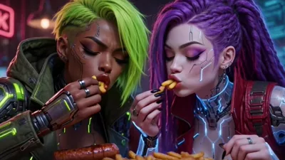 FantasyZone Free Give Me That Big sausage Song Ai animation - manyvids, womens, food, sfw, cyberpunk, music