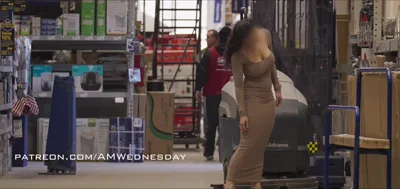Watch as Amwednesday Brown flaunts her big tits & tries on dresses in park, streets & cyclists