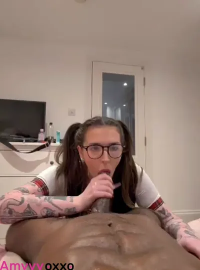 Amyyyoxxo gets her tight pussy filled and creamed in hot interracial POV