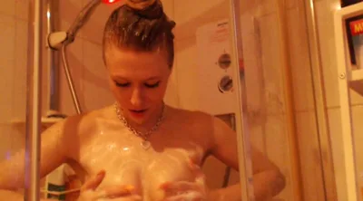 Blonde bombshell Michellemoist gets soapy wet in the shower