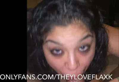 Latina babe theyloveflaxk drools while getting her wet mouth and tight pussy stuffed in studio