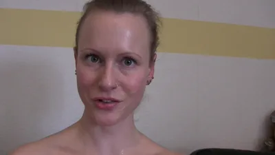 MaryBerry takes a cumshot in her face and gets a face full of jizz