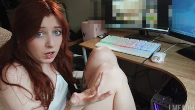 Step sister caught in the act & roleplays as voyeur stepbro caught her watching porn - Caught!