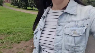 Faye Taylor in red leggings wets the park in public exhibitionism frenzy