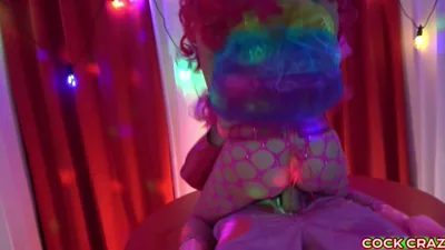 Emojizzman's Pink clown fetish turns into hardcore anal play with pussy play and cumshots