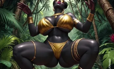 Sexy African babe in a jungle dance with music - FantasyZone 26
