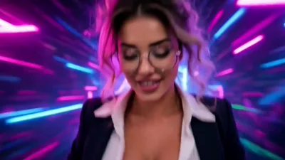 Blonde FantasyZone dances to music while Magali AI gets wet & wild
