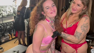 Mistress Noir dominates sex doll with rough anal fisting and toys