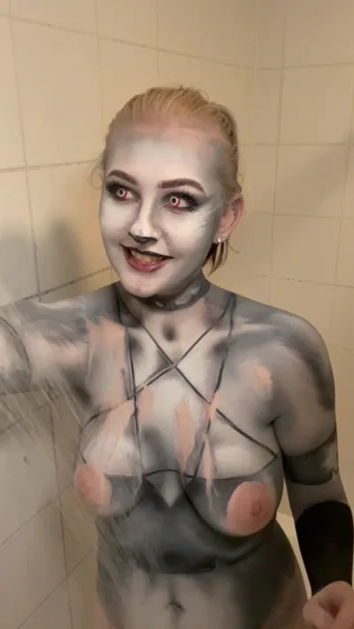 Em Yang's cosplay gets messy with body paint & tit play in manyvids